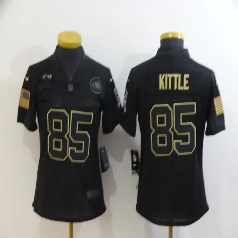 San Francisco 49ers #85 Kittle NFL Black Gold American Flag Jersey