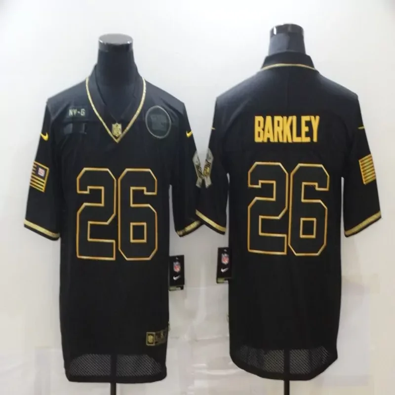 New York Giants #26 Barkley NFL Black Gold Jersey - Image 3