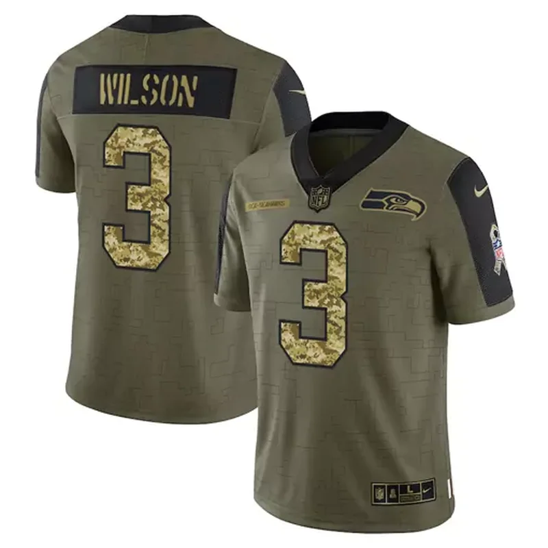 Seattle Seahawks #3 Wilson NFL Green Camouflage Jersey