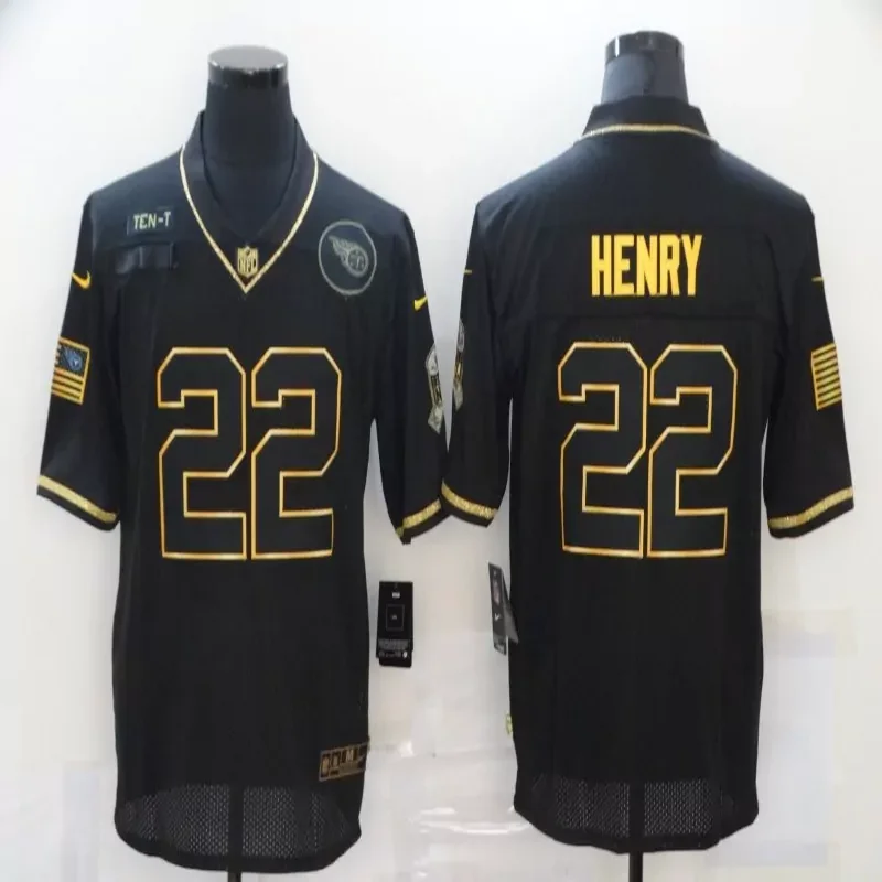 Tennessee Titans #22 Henry NFL Black Gold Jersey - Image 5