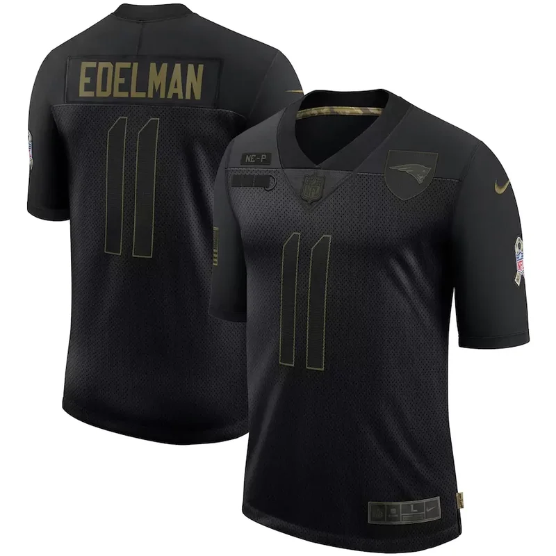 New England Patriots #10 Jones NFL Black Gold Jersey - Image 3