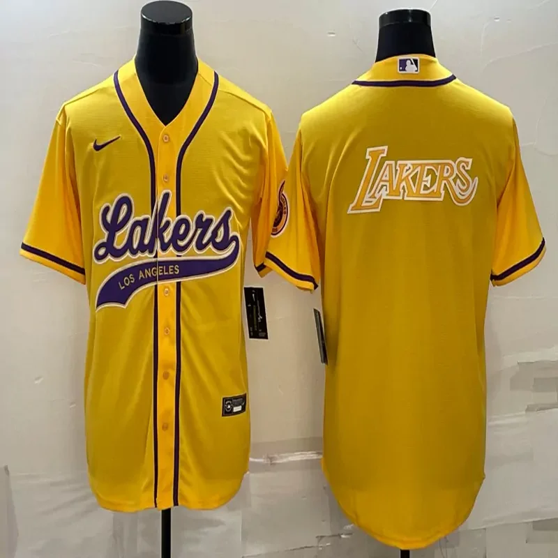 Los Angeles Lakers #Custom Name & Number NBA Gold Baseball Jersey