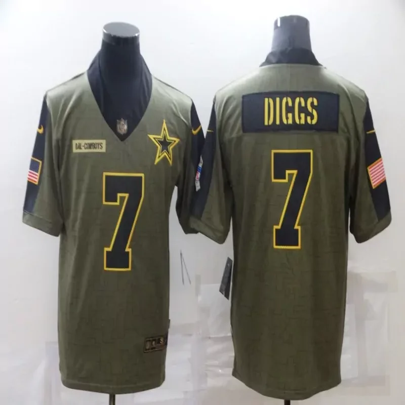Dallas Cowboys #7 Diggs NFL Green Camouflage Gold Jersey - Image 5