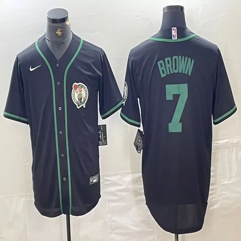 Boston Celtics #Custom Name & Number NBA Celtic Green Baseball Jersey - Image 4