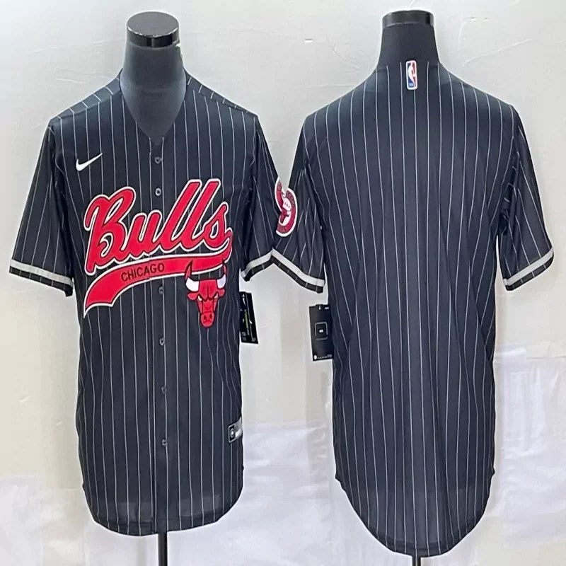 Chicago Bulls #Custom Name & Number NBA Black Navy Baseball Jersey