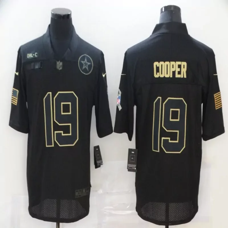 Dallas Cowboys #19 Cooper NFL Black Gold American Flag Jersey