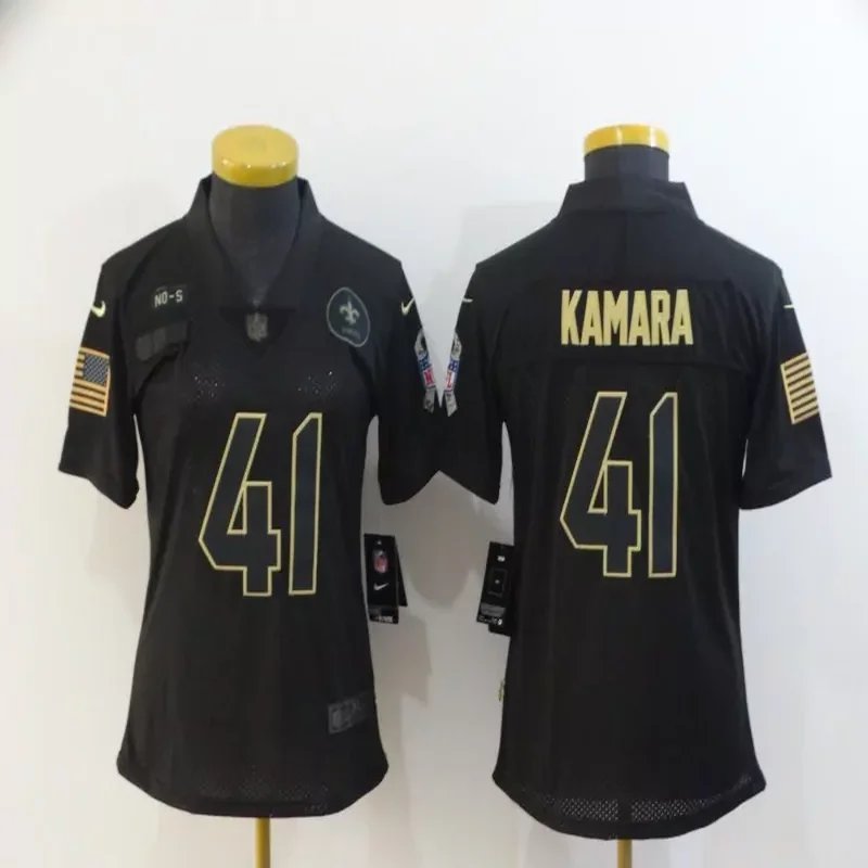 New Orleans Saints #41 Kamara NFL Black Gold Jersey - Image 2