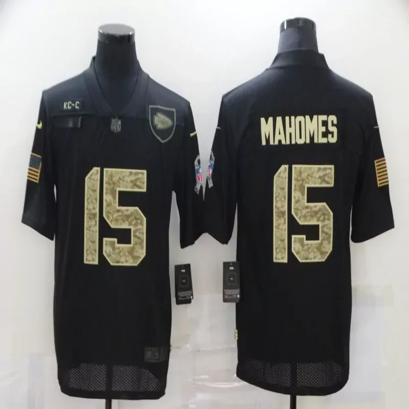 Kansas City Chiefs #15 Mahomes NFL Green Camouflage Gold Jersey - Image 3