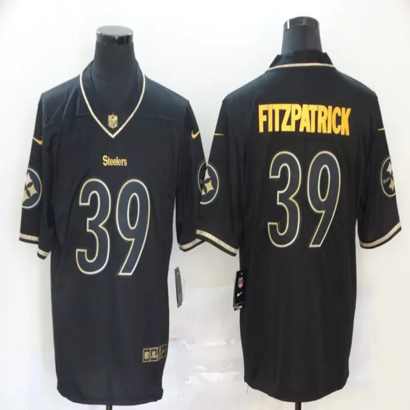 Pittsburgh Steelers #39 Fitzpatrick NFL Black Gold Jersey