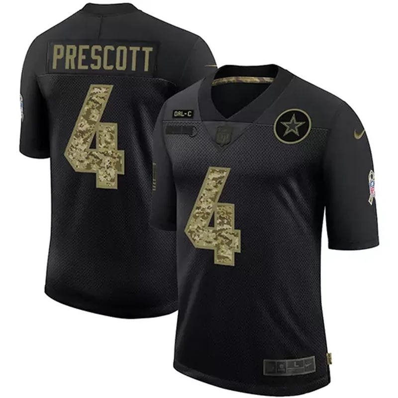 Dallas Cowboys #4 Prescott NFL Black Camouflage Jersey