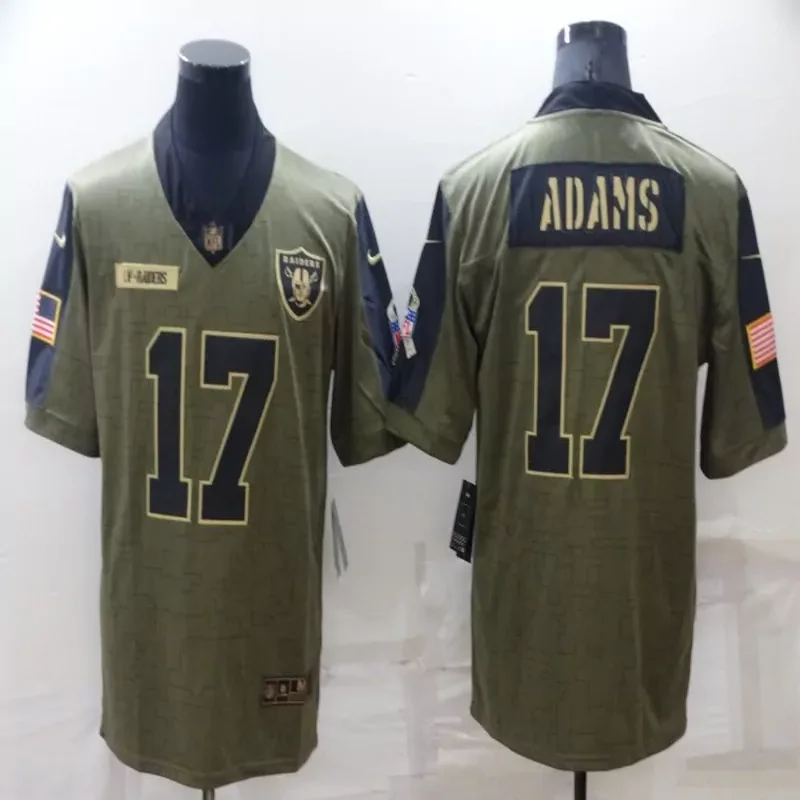 Las Vegas Raiders #17 Adams NFL Green Camouflage American Flag Jersey