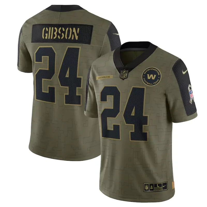 Washington Commanders #21 Taylor NFL Green Camouflage American Flag Jersey - Image 5