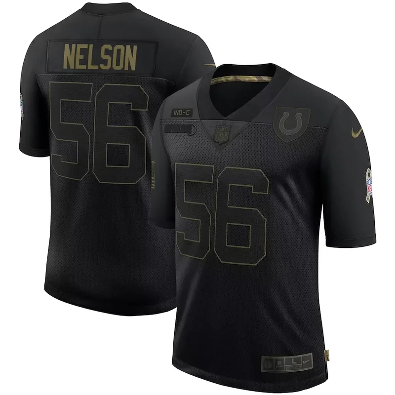 Indianapolis Colts #56 Nelson NFL Black Matte Jersey