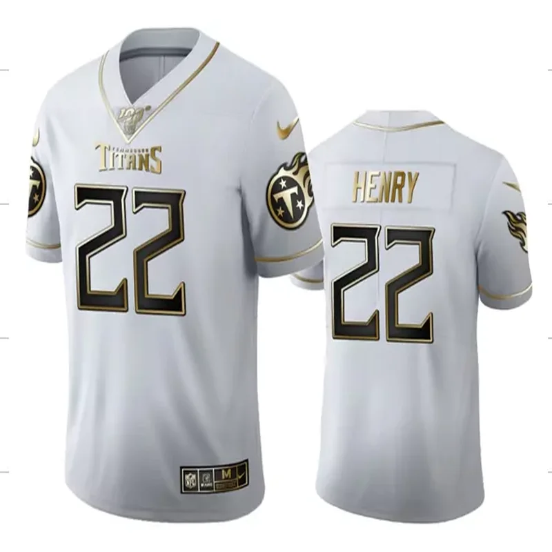 Tennessee Titans #22 Henry NFL White Gold Jersey