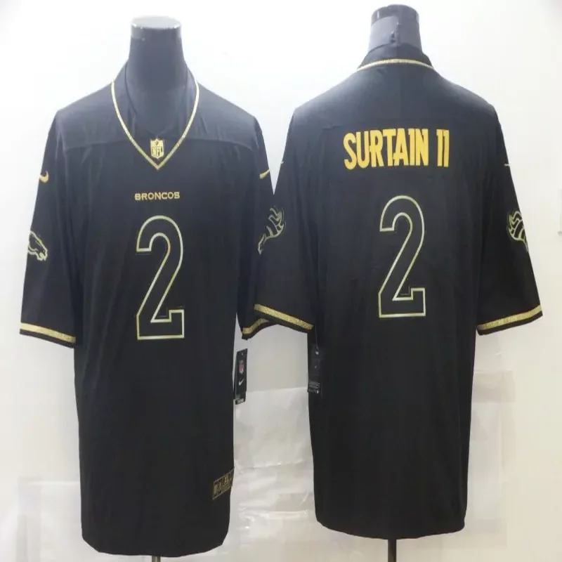 Denver Broncos #2 Surtain II NFL Black Gold Jersey