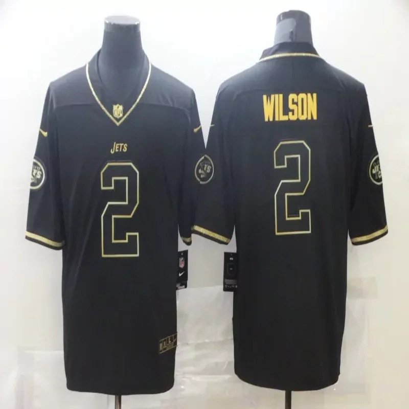 New York Jets #2 Wilson NFL Black Gold Jersey