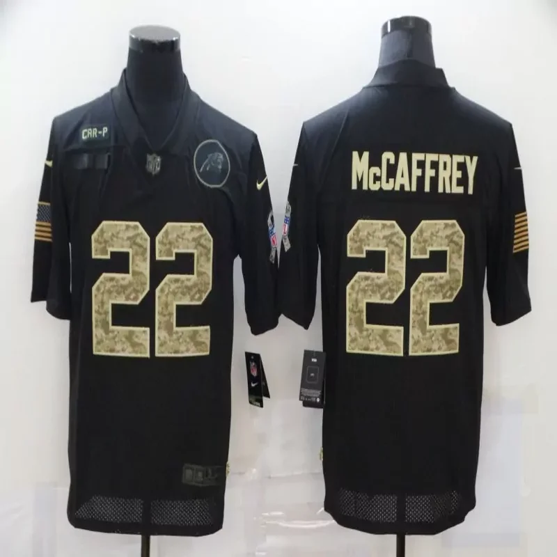 Carolina Panthers #22 McCaffrey NFL Black Gold Jersey - Image 3