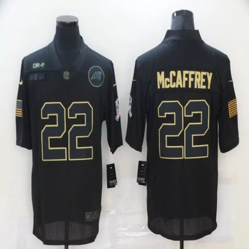 Carolina Panthers #22 McCaffrey NFL Black Gold Jersey - Image 4