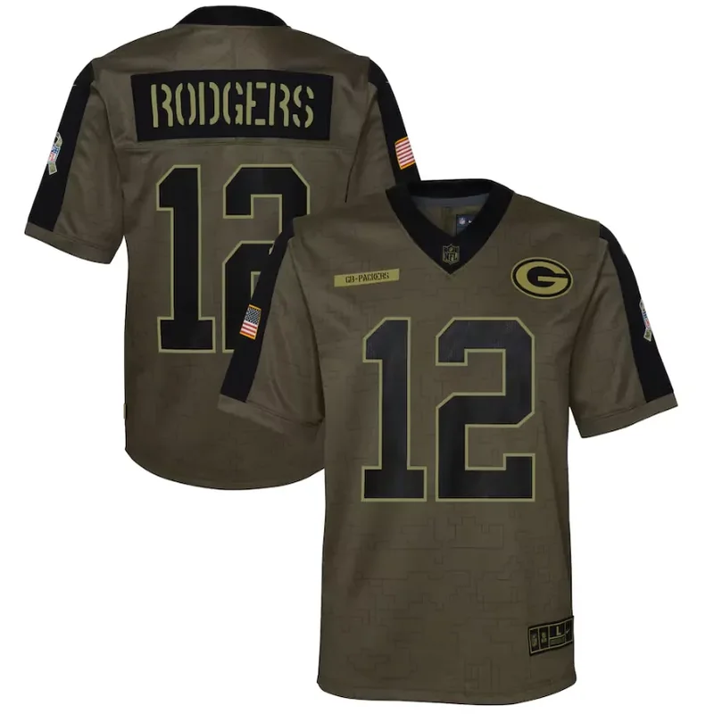 Green Bay Packers #12 Rodgers NFL Green Camouflage Jersey