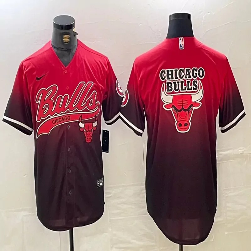 Chicago Bulls #Custom Name & Number NBA Black Red Baseball Jersey