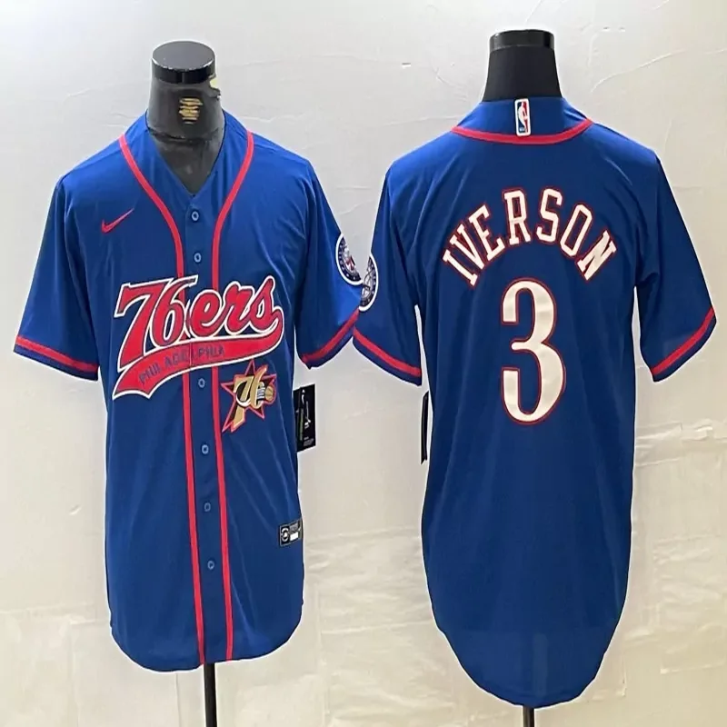 Philadelphia 76ers #Custom Name & Number NBA White Baseball Jersey - Image 4