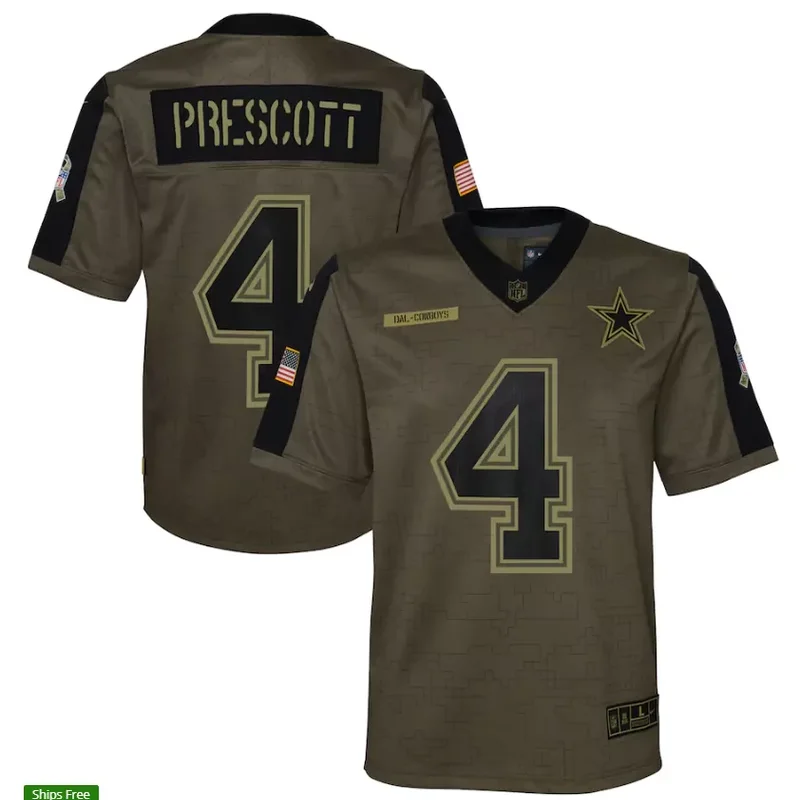 Dallas Cowboys #4 Prescott NFL Green Camouflage Jersey