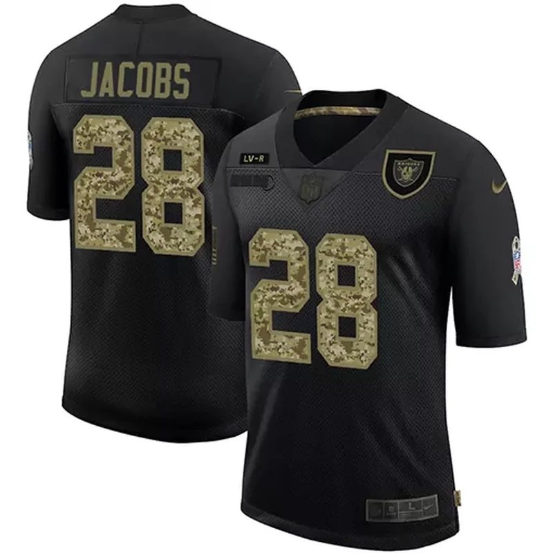 Las Vegas Raiders #28 Jacobs NFL Black Camouflage Jersey