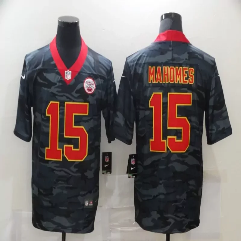 Kansas City Chiefs #15 Mahomes NFL Black Camouflage Jersey
