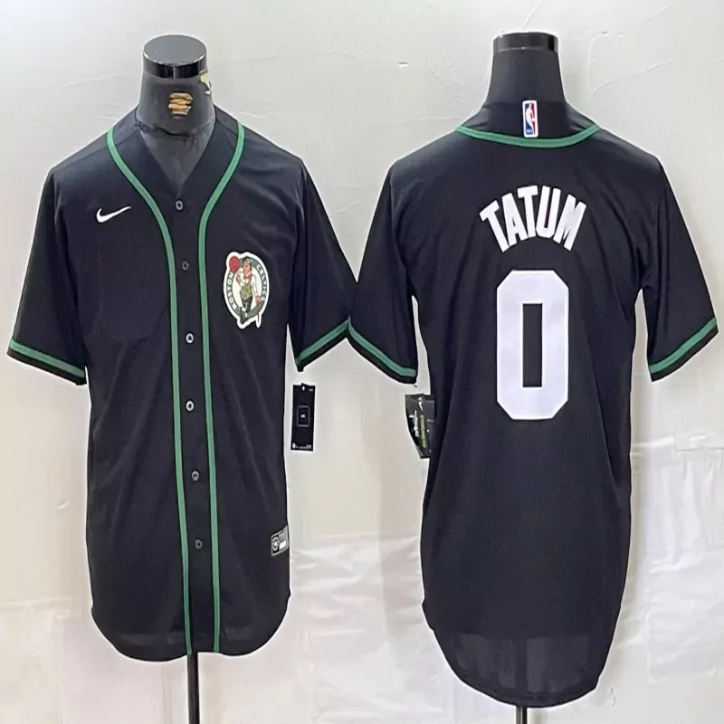 Boston Celtics #0 Tatum NBA Black Baseball Jersey