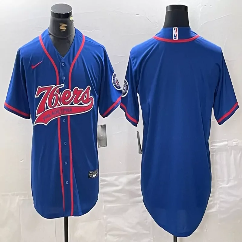 Philadelphia 76ers #Custom Name & Number NBA White Baseball Jersey - Image 5