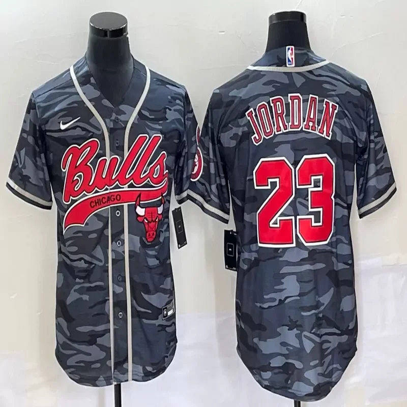 Chicago Bulls #Custom Name & Number NBA Black Red Baseball Jersey - Image 3