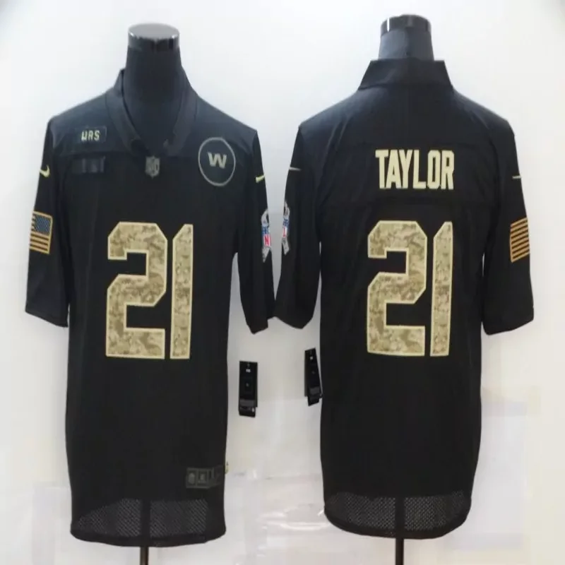 Washington Commanders #21 Taylor NFL Black Gold Jersey - Image 2
