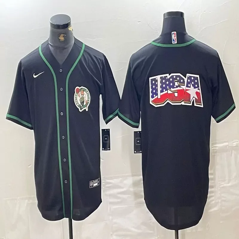 Boston Celtics #0 Tatum NBA Black Baseball Jersey - Image 4