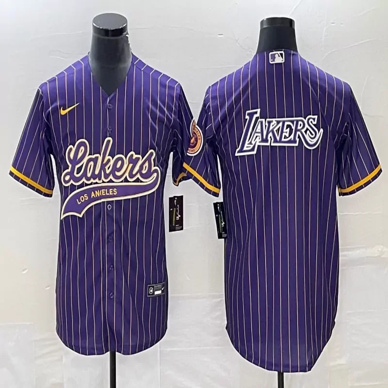 Los Angeles Lakers #24 Bryant NBA Black Mamba Sport Grey Baseball Jersey - Image 5
