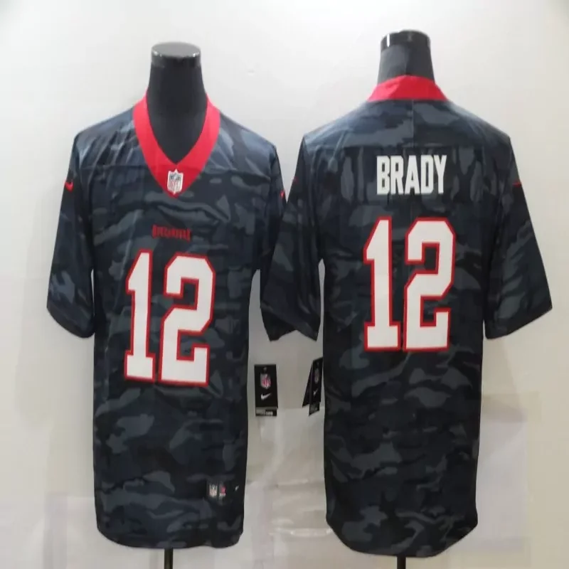 New England Patriots #54 Bruschi NFL Green Camouflage American Flag Jersey - Image 3