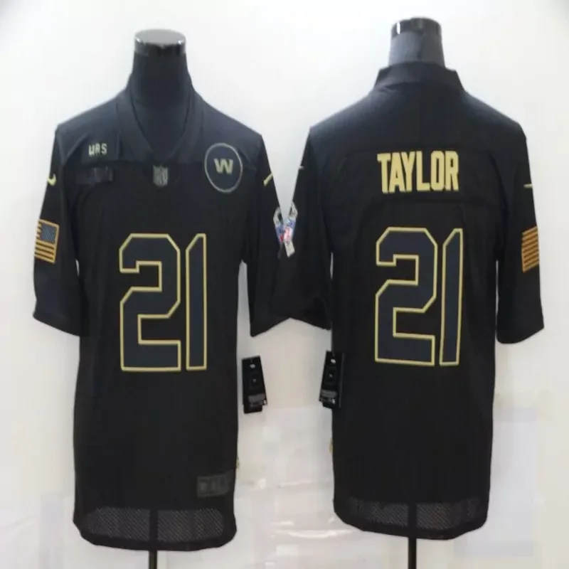 Washington Commanders #21 Taylor NFL Black Gold Jersey - Image 3