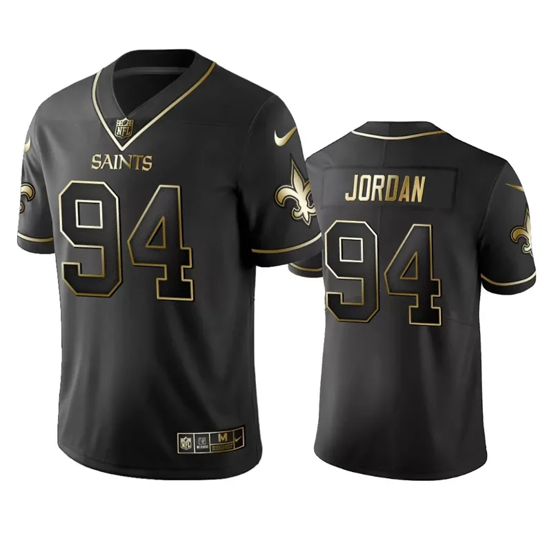 New Orleans Saints #94 Jordan NFL Black Gold Jersey