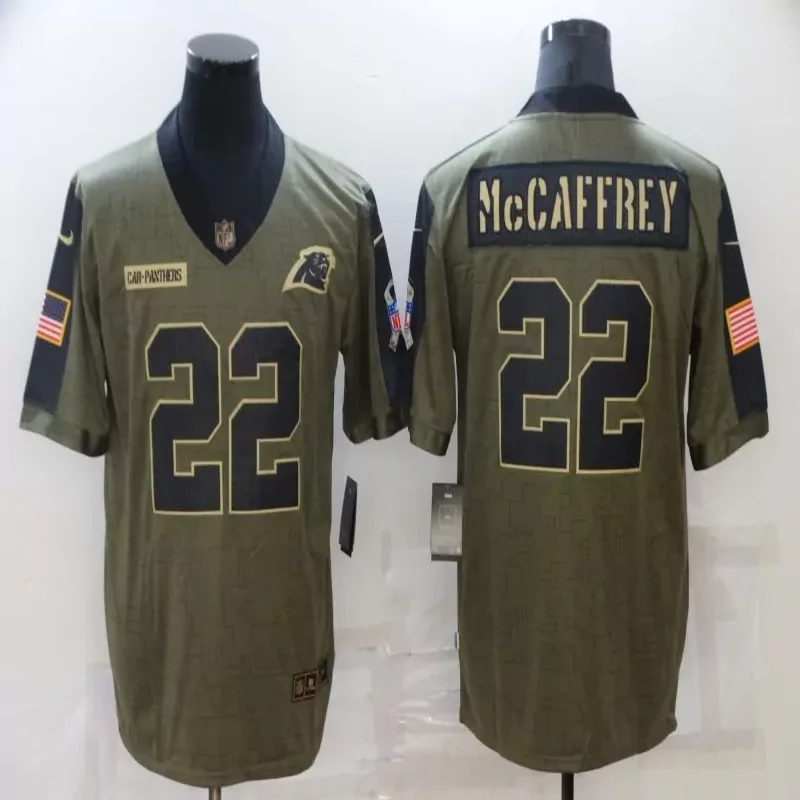 Carolina Panthers #22 McCaffrey NFL Black Gold Jersey - Image 5