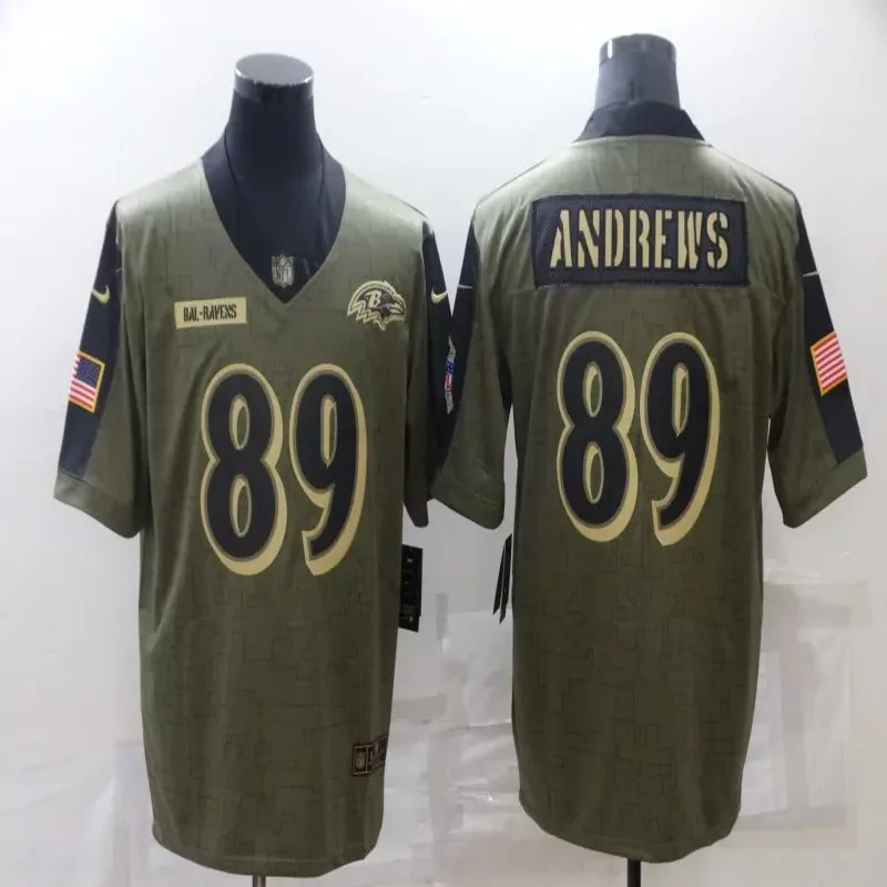Baltimore Ravens #89 Andrews NFL Green Camouflage American Flag Jersey
