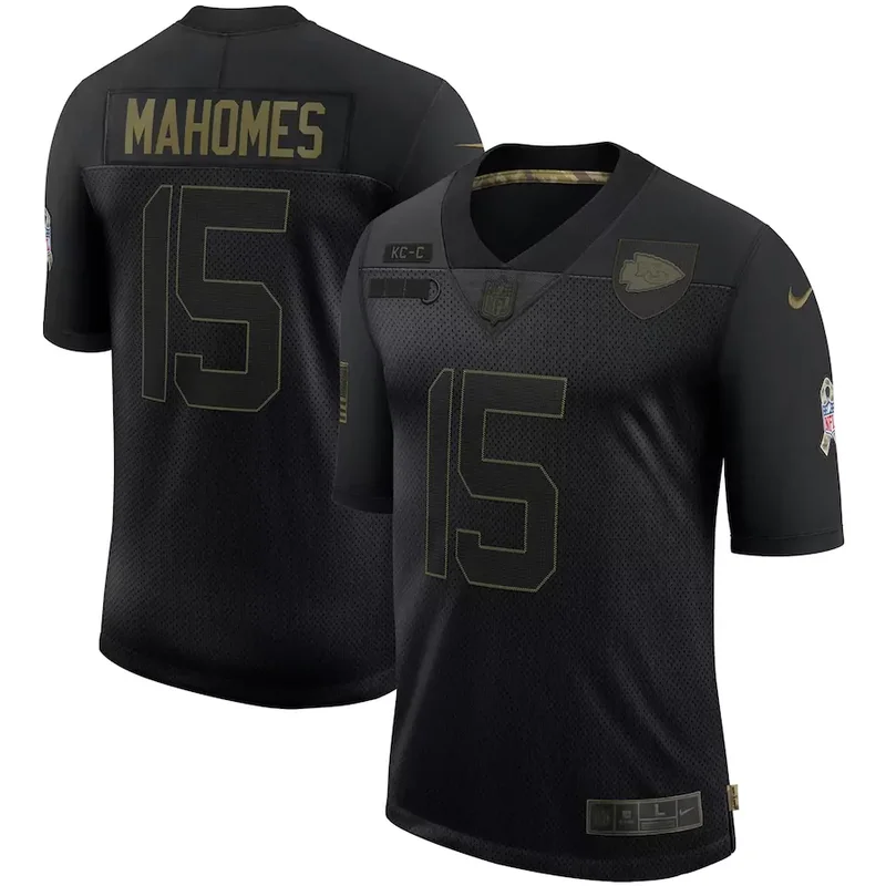 Kansas City Chiefs #15 Mahomes NFL Black Gold Jersey - Image 5