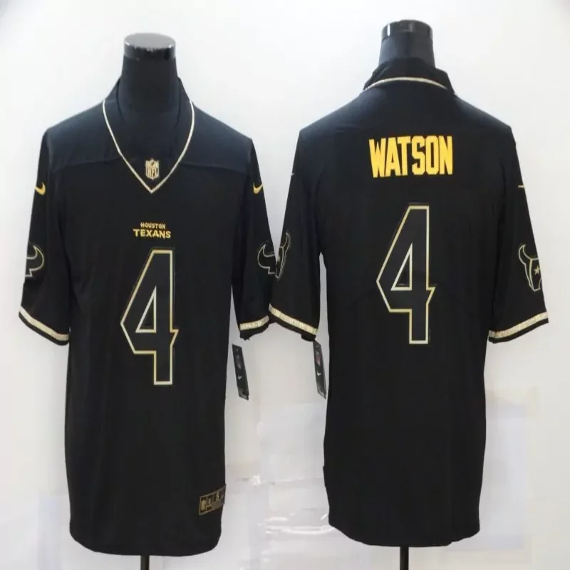 Houston Texans #99 Watt NFL Black Gold Jersey - Image 4