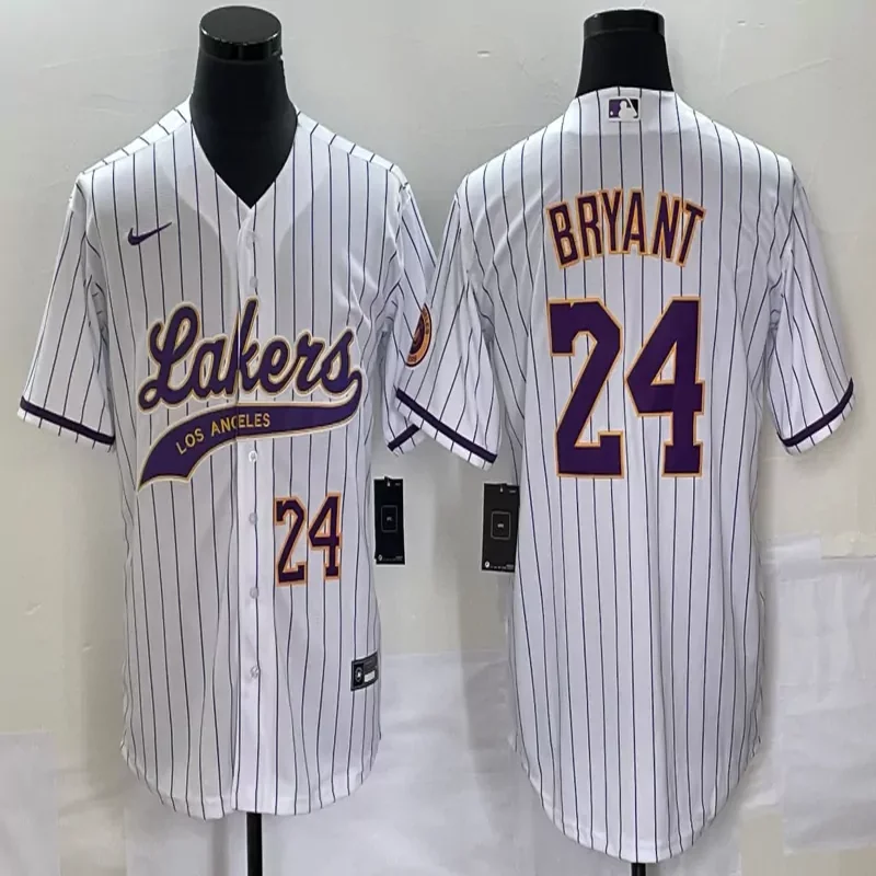 Los Angeles Lakers #24 Bryant NBA White Baseball Jersey