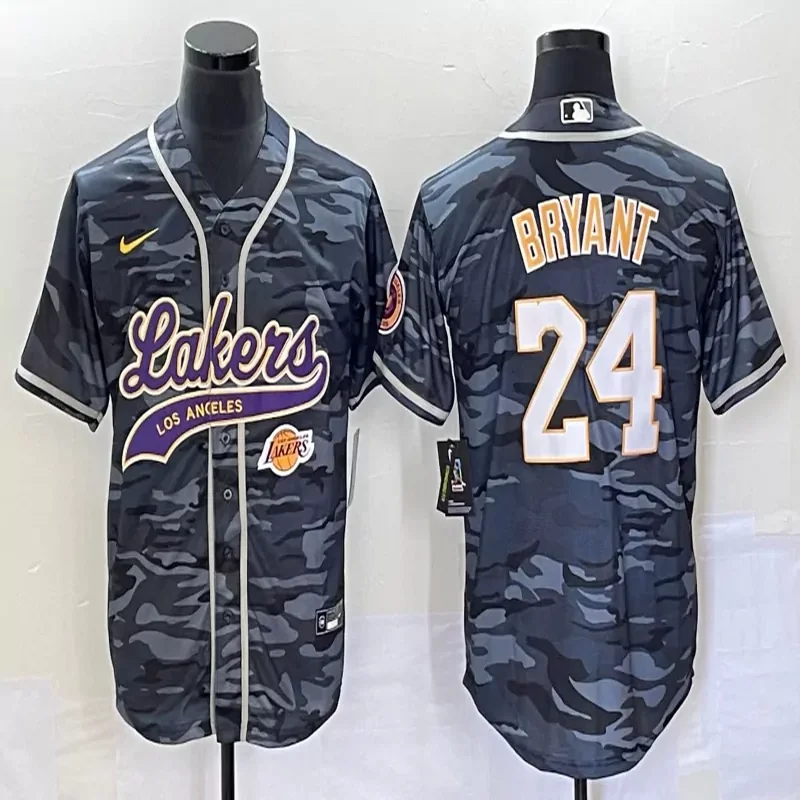 Los Angeles Lakers #24 Bryant NBA White Baseball Jersey - Image 4