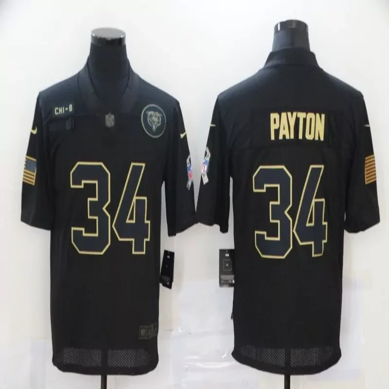Chicago Bears #1 Fields NFL Black Gold Jersey - Image 2