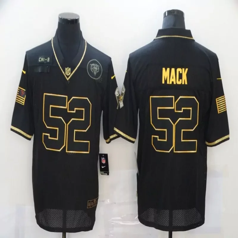 Chicago Bears #1 Fields NFL Black Gold Jersey - Image 3