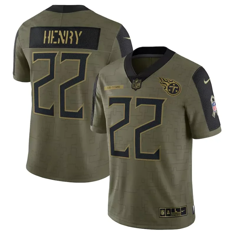 Tennessee Titans #22 Henry NFL White Gold Jersey - Image 5