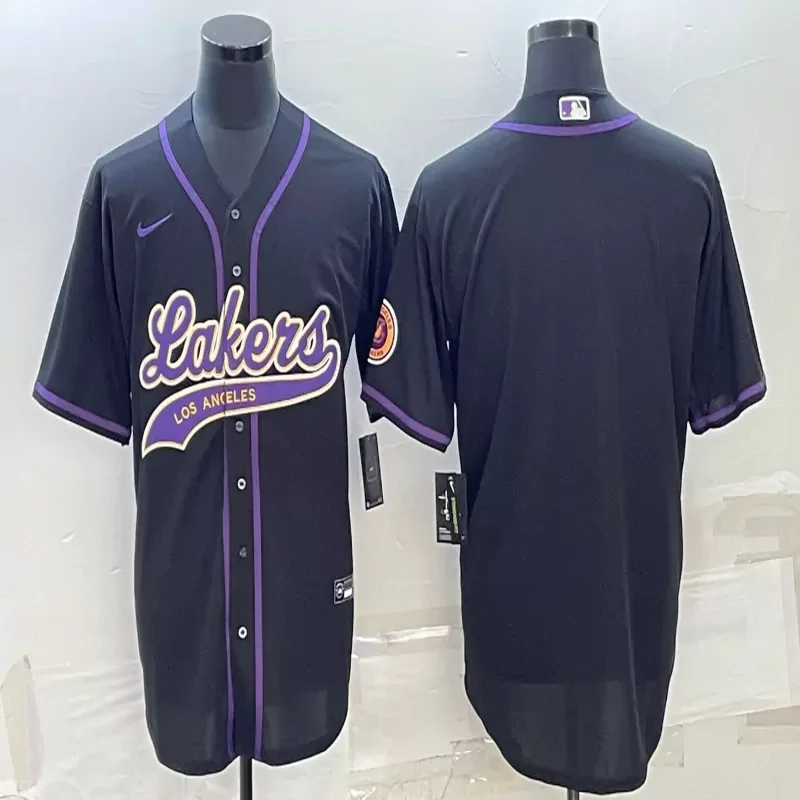 Los Angeles Lakers #Custom Name & Number NBA Black Baseball Jersey