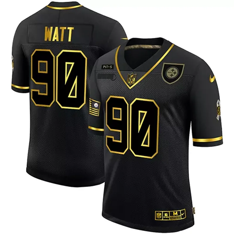 Pittsburgh Steelers #90 Watt NFL Black Gold Jersey