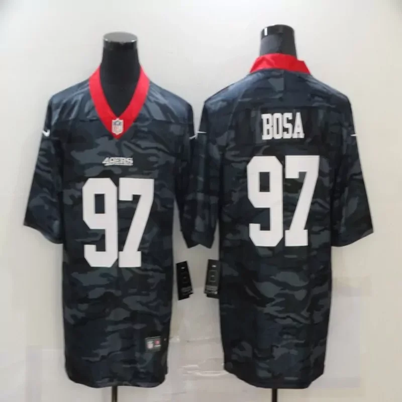 San Francisco 49ers #97 Bosa NFL Black Camouflage Jersey