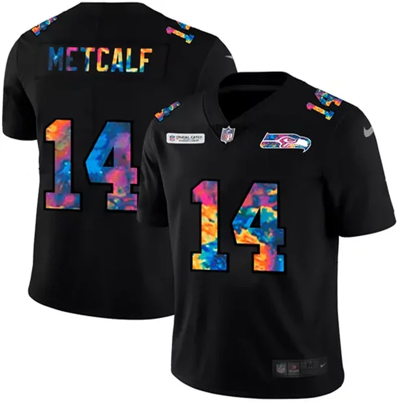 Seattle Seahawks #3 Wilson NFL Black Camouflage American Flag Jersey - Image 2